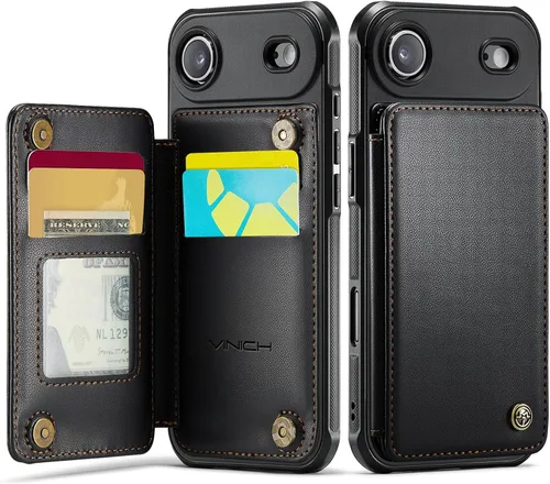 Miniatura 17 de Vinich Funda tipo cartera para iPhone 11 con tarjetero, bloqueo RFID, ranuras de crédito, función atril, a prueba de golpes, para iPhone 11 de 6.1