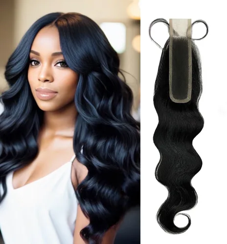 Joe Green - Cabello humano Remy 100 % virgen prearrancado, con cierre transparente HD de 2 x 6 pulgadas, color natural (cuerpo natural de 2 x 6, 14
