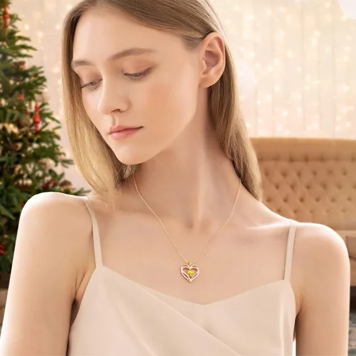 Miniatura 46 de CDE Collares de piedra natal para mujer, plata de ley 925, collar con colgante de corazón para siempre, Navidad, cumpleaños, aniversario, día de San