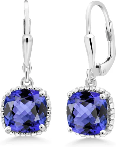 Miniatura 58 de Gem Stone King Aretes colgantes de plata de ley 925 de 0.315 pulgadas para mujer