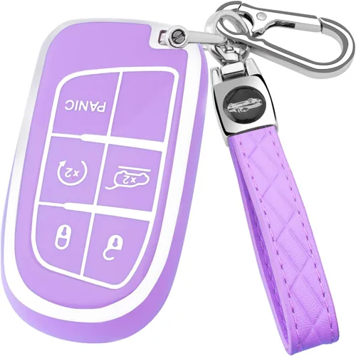 Miniatura 13 de XIYANG TRADE Funda para llavero Jeep con llavero, carcasa de TPU suave protección completa para llave inteligente Grand Cherokee Renegade Chrysler