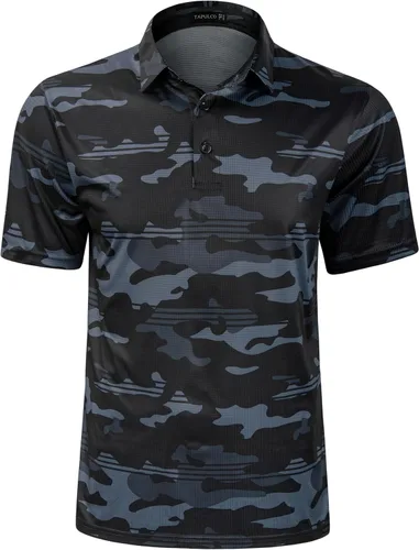 Miniatura 57 de TAPULCO Camisetas tipo polo de secado rápido para hombre, diseño de camuflaje, atléticas, ligeras, transpirables, casuales, para golf