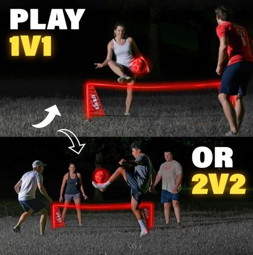 Miniatura 5 de Kickit Soccer Tennis Game Set, Portable 6.5' Wide x 2' High Net & Soft Lightweight Ball, Play Outdoors, Indoors, Backyard, Beach, Complete Skills