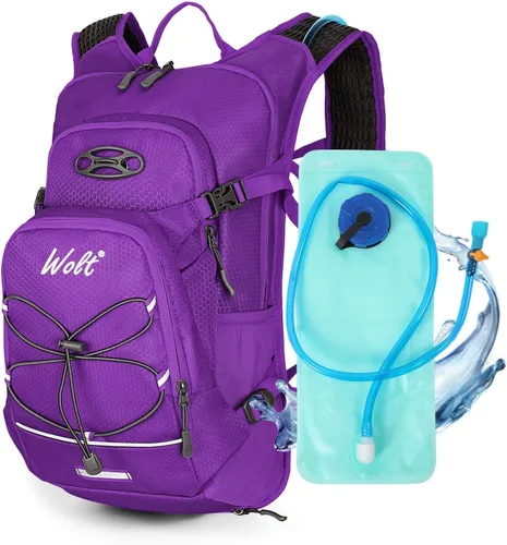 Miniatura 9 de WOLT Mochila de hidratación 18L para senderismo, mochila de agua con bolsa de agua de 2L para hombres y mujeres, paquete de hidratación para correr