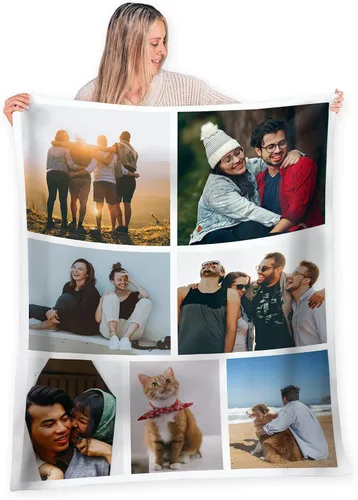 Miniatura 26 de FrameStory Manta personalizada con fotos y texto, totalmente personalizable con tus fotos y mensajes, manta de forro polar suave y suave, 30 x 40