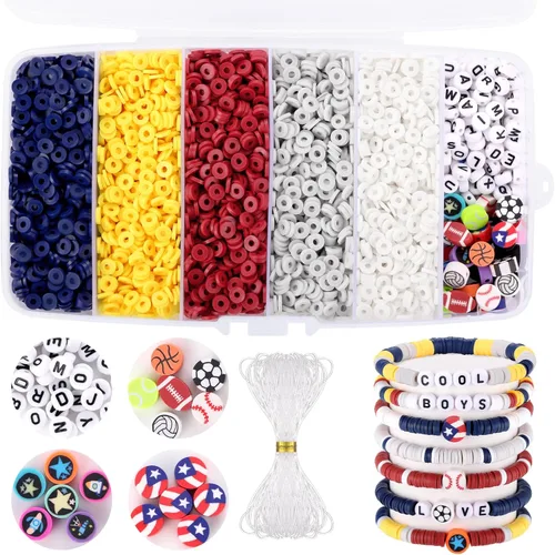 Miniatura 7 de Kit de Pulsera Heishi de Funtopia, Cuentas de Arcilla Polimérica para Hacer Joyas, Kit de Pulsera de Amistad con Cuentas de Oro y Letras del 3.