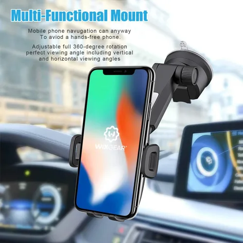 Miniatura 2 de Soporte de teléfono para tu coche – Soporte de teléfono para tablero y parabrisas con rotación de 60°, fuerte ventosa de doble bloqueo, abrazadera