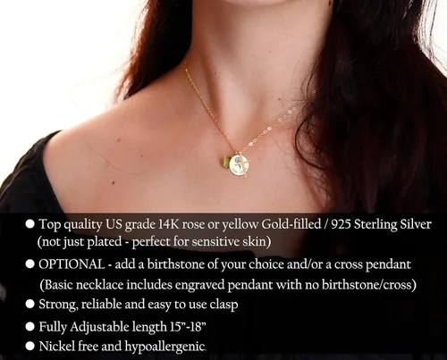 Miniatura 16 de Be Wished Personalized Graduation Gifts for Women, Birth Flower Necklace with Meaningful Message. Goldfilled or 925 Sterling Silver