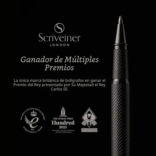 Miniatura 2 de Scriveiner Bolígrafo rollerball negro – Impresionante bolígrafo de lujo de metal negro mate, repuesto de tinta Schmidt, el mejor juego de regalo