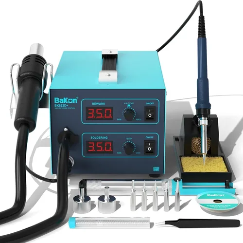 Miniatura 9 de BAKON 852MX C210 - Estación de retrabajo de aire caliente de 1000 W, diseño ultra silencioso, pantalla digital, control preciso de temperatura