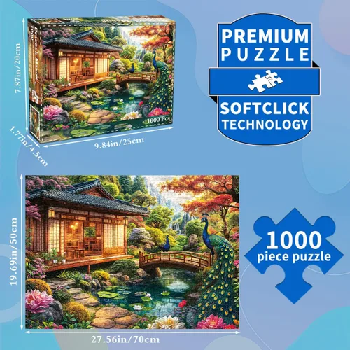 Miniatura 2 de Rompecabezas de 1000 piezas para adultos, retiro tradicional japonés, rompecabezas para adultos y niños, juegos educativos de 1000 piezas, Jardín
