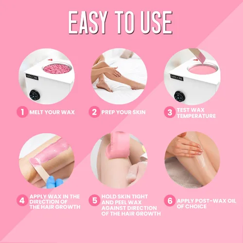 Miniatura 5 de Miss Cire Cuentas de cera dura rosa, depilación sin dolor, no necesita tiras, bajo punto de fusión, textura cremosa, para cara y cuerpo, para piel