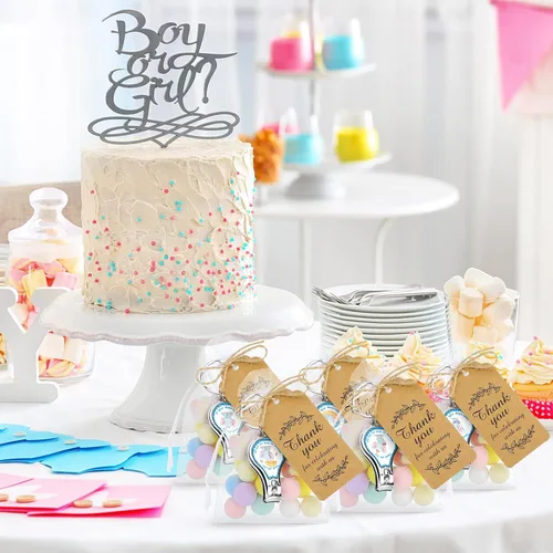 Miniatura 5 de Minatee Juego de 50 abridores de botellas para baby shower, regalos de agradecimiento para invitados de revelación de género (elefante)