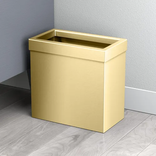 Miniatura 4 de Gatco Cubo de basura rectangular moderno, latón cepillado, cubo de basura de acero inoxidable con tapa extraíble, a prueba de fugas, capacidad de 3