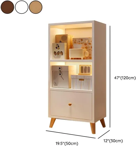 Miniatura 2 de Estantería moderna con cajones y armario de almacenamiento de madera con parte trasera cerrada, estantería independiente para oficina en casa, sin