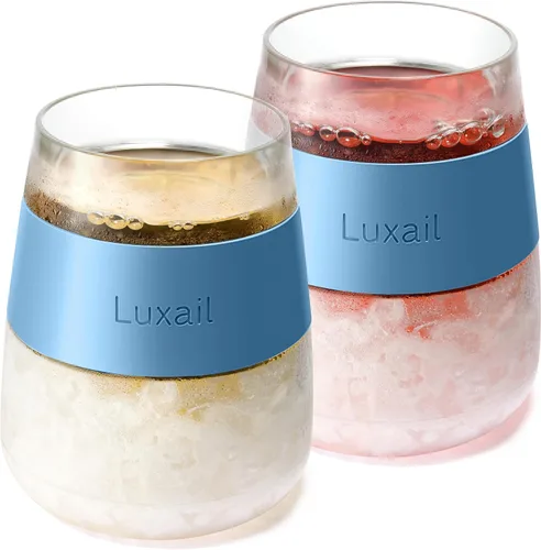 Miniatura 12 de luxail - Copas de vino de plástico, juego de 2, regalos de vino, vasos aislados de doble pared para el congelador, vasos sin tallo para vino tinto