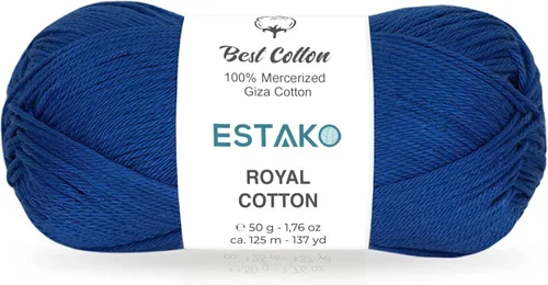 Miniatura 36 de Estako Algodón Royal, 100% hilo de algodón giza mercerizado, suave, súper fino 1 para ganchillo y tejer, 1.76 onzas (50g) / 137 yardas (125m)