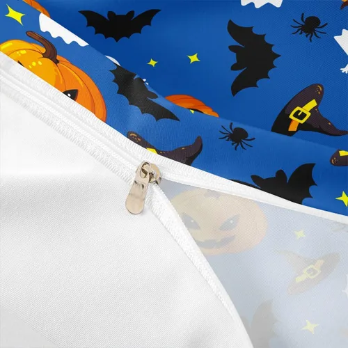 Miniatura 7 de Manfei Juego de funda de edredón con diseño de calabaza, tamaño individual, funda de edredón con 1 funda de almohada, juego de ropa de cama de 2