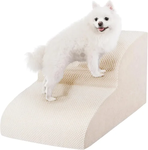 Escaleras para perros pequeños, rampa de espuma de alta densidad para perros, escalones extra anchos antideslizantes para camas altas o sofá,
