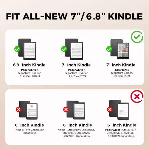 Miniatura 2 de Funda de vaquero para Kindle Paperwhite de 7"/6.8" de 12ª/11ª generación, funda para libro con correa de mano para Kindle Colorsoft Signature