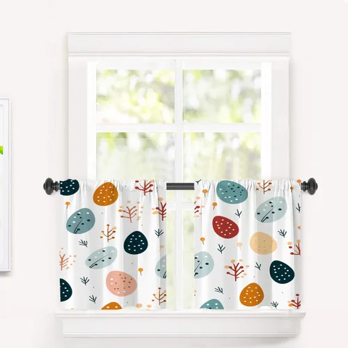 Miniatura 133 de Cortinas opacas de cocina con pintura al óleo de Europa rosa y negra para ventanas, cenefas opacas modernas de torre Eiffel de poliéster multicapa