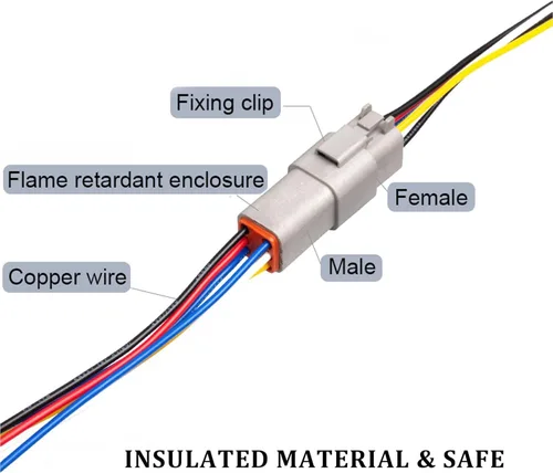 Miniatura 5 de Paquete de 2 conectores Deutsch DT de 12 pines, conectores eléctricos impermeables macho y hembra, arnés de cableado con 16 AWG 8 cables