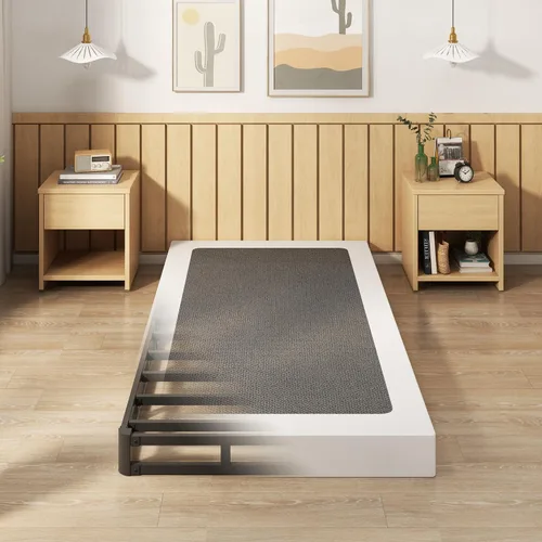 Miniatura 12 de EMODA Base de resorte para cama tamaño king de 9 pulgadas, base de colchón de metal resistente con funda de tela, capacidad máxima de peso de 3000