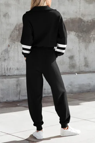 Miniatura 107 de PRETTYGARDEN Conjunto de suéter de 2 piezas para mujer, sudadera con cremallera, pantalones deportivos, ropa casual