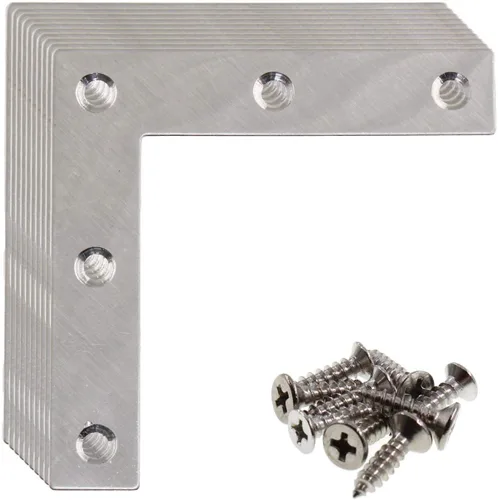 Miniatura 7 de Soporte de Esquina en Forma de L de Acero Inoxidable para Madera, Soporte de Unión y Fijación para Estantes, Muebles y Gabinetes, Juego de 10