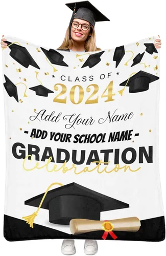 Miniatura 30 de Manta personalizada de graduación 2025, manta personalizada para regalo de graduación con nombre de la universidad, manta de felicitación