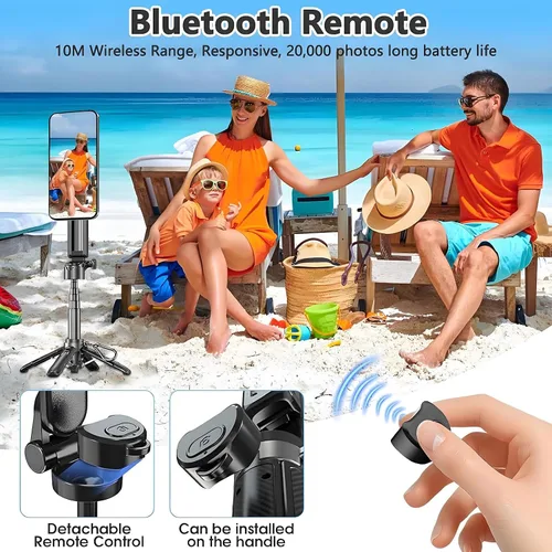 Miniatura 5 de Palo selfie magnético 4 en 1 con rotación de 360° multifuncional con control remoto inalámbrico desmontable para iPhone y Android, soporte