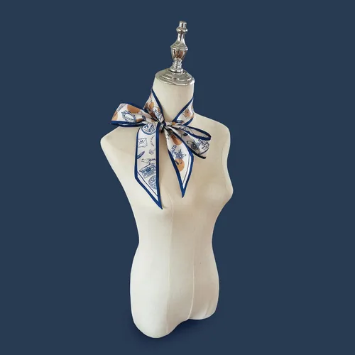 Miniatura 4 de Bufanda de sarga delgada 100% morera pura seda para el cabello, bolsa de cinta con asa impresa, accesorios para el pañuelo