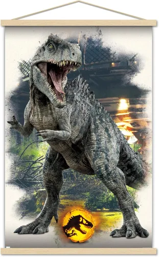 Trends International Jurassic World: Dominion - Póster de pared focal Giganotosaurus, 22.375 x 34 pulgadas, paquete de impresión premium y colgador