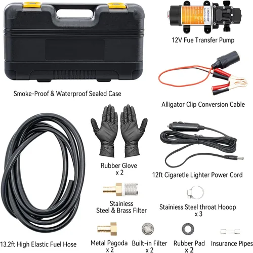 Miniatura 2 de Bomba eléctrica de transferencia de combustible de 12 V, bomba de transferencia de gasolina que mueve 90 galones de gas o diesel por hora. Kit ideal