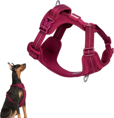 Miniatura 10 de Arnés reflectante para perro para todo tipo de clima, sin tirones, con código QR, antipérdida, ajustable, de liberación rápida, arnés acolchado