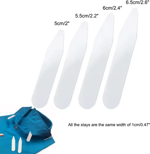 Miniatura 3 de Collar Stays, inserciones de cuello de camisa de vestir, 100 piezas para camisas de vestir para hombres, pestañas invisibles para el cuello, Blanco