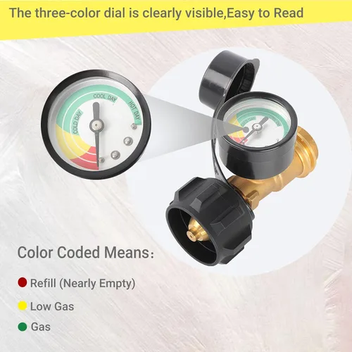 Miniatura 2 de Medidor de tanque de propano apto para autocaravanas, cilindros, parrillas de gas, calentadores, autocaravanas y más, conexión QCC1/tipo 1