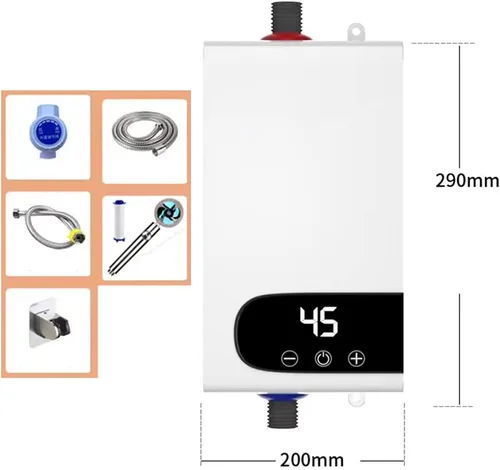 Miniatura 9 de Calentador de agua caliente instantáneo eléctrico Ducha eléctrica sin tanque Ducha Agua caliente Cocina Baño Calentador de agua instantáneo