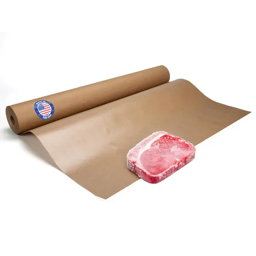 Rollo de papel para congelador marrón de 18 pulgadas x 1800 pulgadas (150 pies) - Papel para congelador fabricado en EE. UU. para carne y pescado -