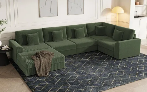 Miniatura 12 de Sofá seccional modular de 146", en forma de U de gran tamaño, sofá cama convertible, asiento profundo cómodo sofá nube con otomana y 5 almohadas