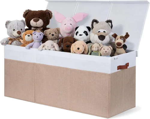 Miniatura 20 de SoftOwl Organizador de almacenamiento de juguetes extra grande con tapa, diseño de caja de almacenamiento de juguetes resistente y plegable, Negro