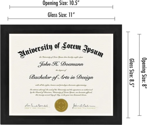 Miniatura 2 de Americanflat - Marco de diploma de 8.5 x 11 pulgadas con vidrio resistente a las roturas - Marcos de documentos con madera de ingeniería - Colección