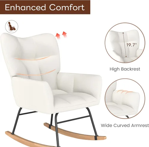 Miniatura 5 de Mecedora para cuarto de bebé, sillas mecedoras para cuarto de bebé, silla mecedora para bebé, mecedora con balancín, diseño de seguridad antivuelco