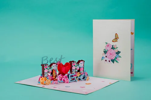 Miniatura 7 de Paper Love Best Mom Pop Up - Tarjeta de felicitación para el día de la madre hecha a mano en 3D, tarjetas de felicitación para el día de la madre, 5