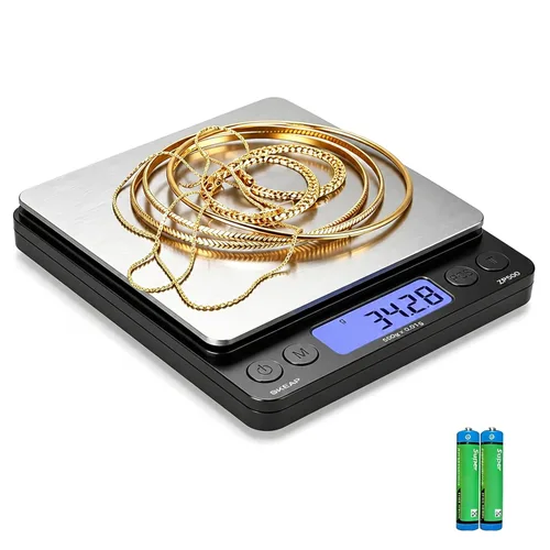 SKEAP Báscula digital para joyeros y coleccionistas, escala digital de monedas con pantalla LCD retroiluminada, función de tara, ideal para piedras