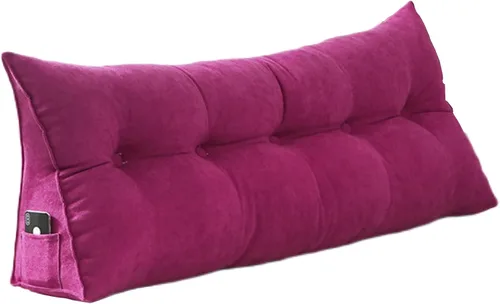 Miniatura 14 de Almohada de lectura extragrande para cabecero, almohada triangular de apoyo para la espalda, almohada extraíble de terciopelo para cabecero