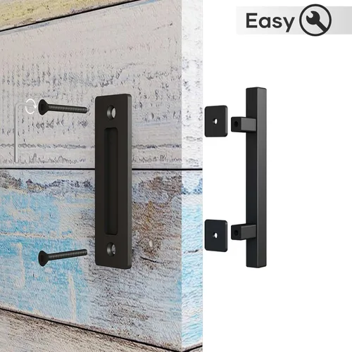 Miniatura 2 de EaseLife Paquete de 2 Manijas y Tiradores de Puerta Corrediza de Granero de 12", Herrajes Rústicos de Doble Cara, Resistentes Negro
