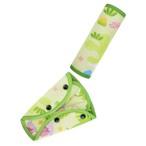Miniatura 10 de COOLBEBE Juego de almohadillas de asiento para niños, cómodo cojín para hombros y vientre, funda universal para correa de asiento para refuerzo, Rosa