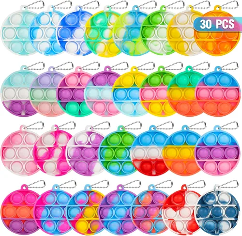 Juguetes Pop Fidget a Granel Sus Favores de Fiesta para Niños 4-8 8-12 30 PCS Mini Pop Llavero Es Paquete de Juguetes Sensoriales Fidget Fidgets