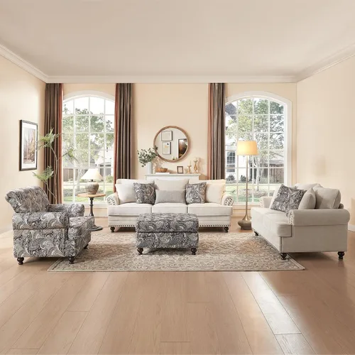Miniatura 13 de Silla decorativa moderna, sillón tapizado de felpilla con patas de madera maciza, diseño floral para sala de estar, dormitorio, sala de lectura